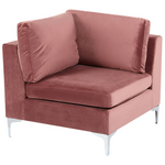 5-Sitzer Ecksofa Samtstoff rosa linksseitig mit Ottomane EVJA