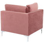 5-Sitzer Ecksofa Samtstoff rosa linksseitig mit Ottomane EVJA
