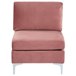 5-Sitzer Ecksofa Samtstoff rosa linksseitig mit Ottomane EVJA