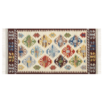 Kelim Teppich Wolle mehrfarbig 80 x 150 cm orientalisches Muster Kurzflor AKNALICH