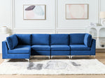 5-Sitzer Ecksofa Samtstoff marineblau rechtsseitig EVJA