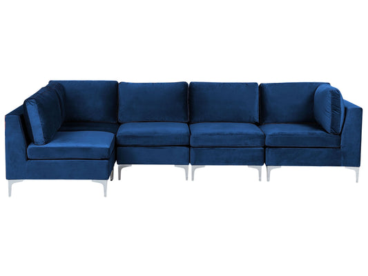 5-Sitzer Ecksofa Samtstoff marineblau rechtsseitig EVJA