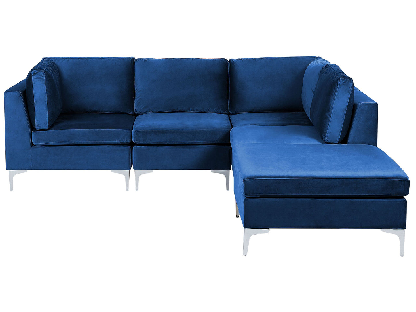 4-Sitzer Ecksofa Samtstoff marineblau linksseitig mit Ottomane EVJA