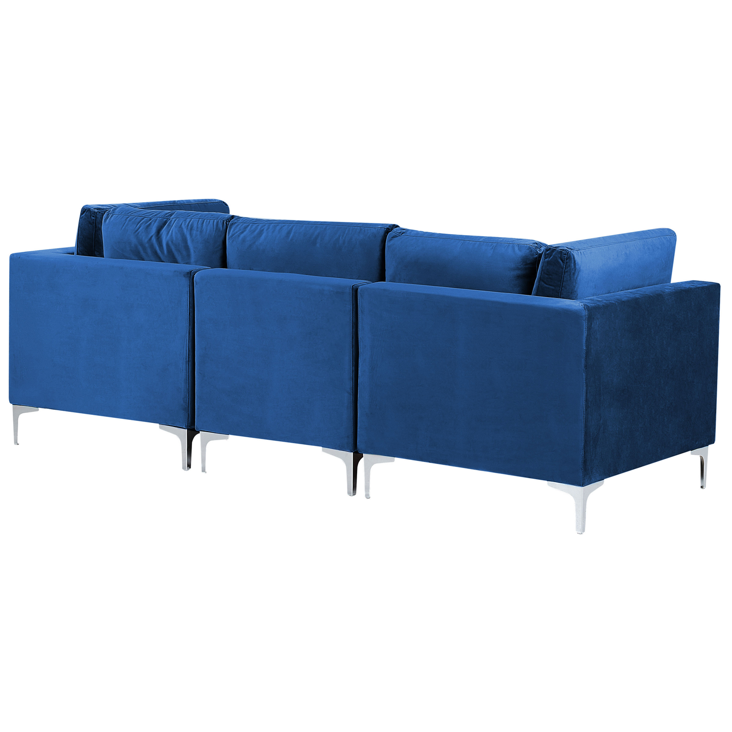 4-Sitzer Ecksofa Samtstoff marineblau linksseitig mit Ottomane EVJA