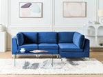 4-Sitzer Ecksofa Samtstoff marineblau linksseitig EVJA