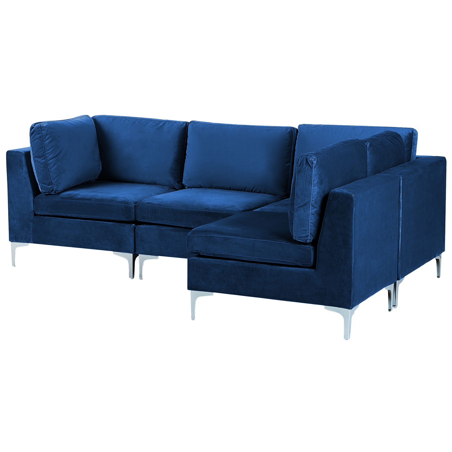 4-Sitzer Ecksofa Samtstoff marineblau linksseitig EVJA