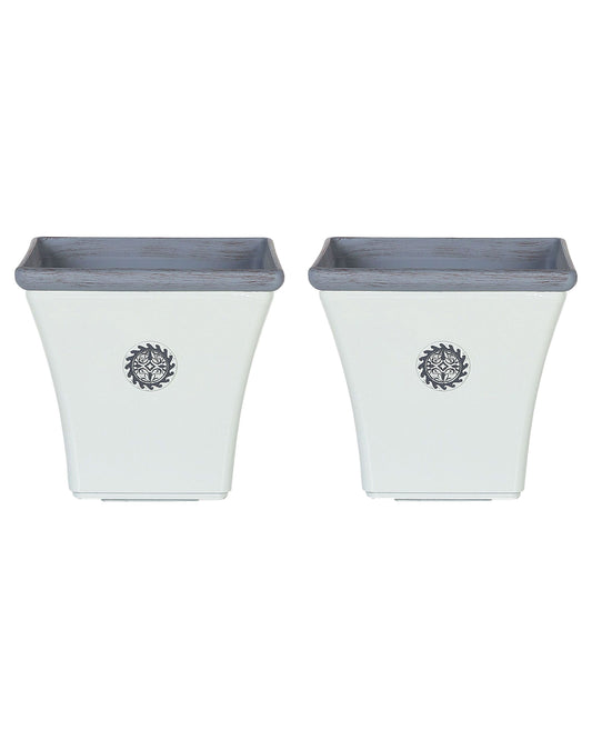 Set mit 2 Blumentöpfen ELATEIA Stein 32 cm Weiss