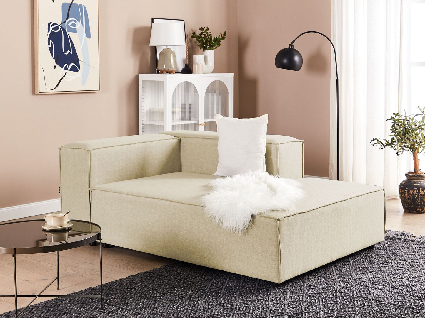 Chaiselongue Leinen beige linksseitig APRICA