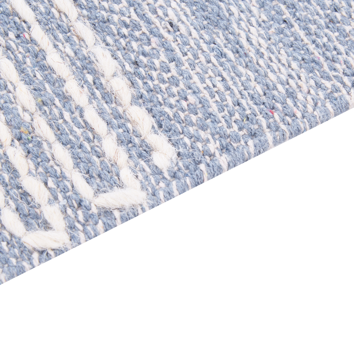 Teppich Baumwolle blau / cremeweiss 80 x 150 cm geometrisches Muster Kurzflor ANSAR