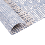 Teppich Baumwolle blau / cremeweiss 80 x 150 cm geometrisches Muster Kurzflor ANSAR