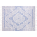 Teppich Baumwolle blau / cremeweiss 160 x 230 cm geometrisches Muster Kurzflor ANSAR