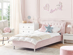 Bett mit Stauraum Samtstoff METZ 90 x 200 cm Pastellrosa