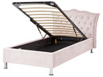 Bett mit Stauraum Samtstoff METZ 90 x 200 cm Pastellrosa