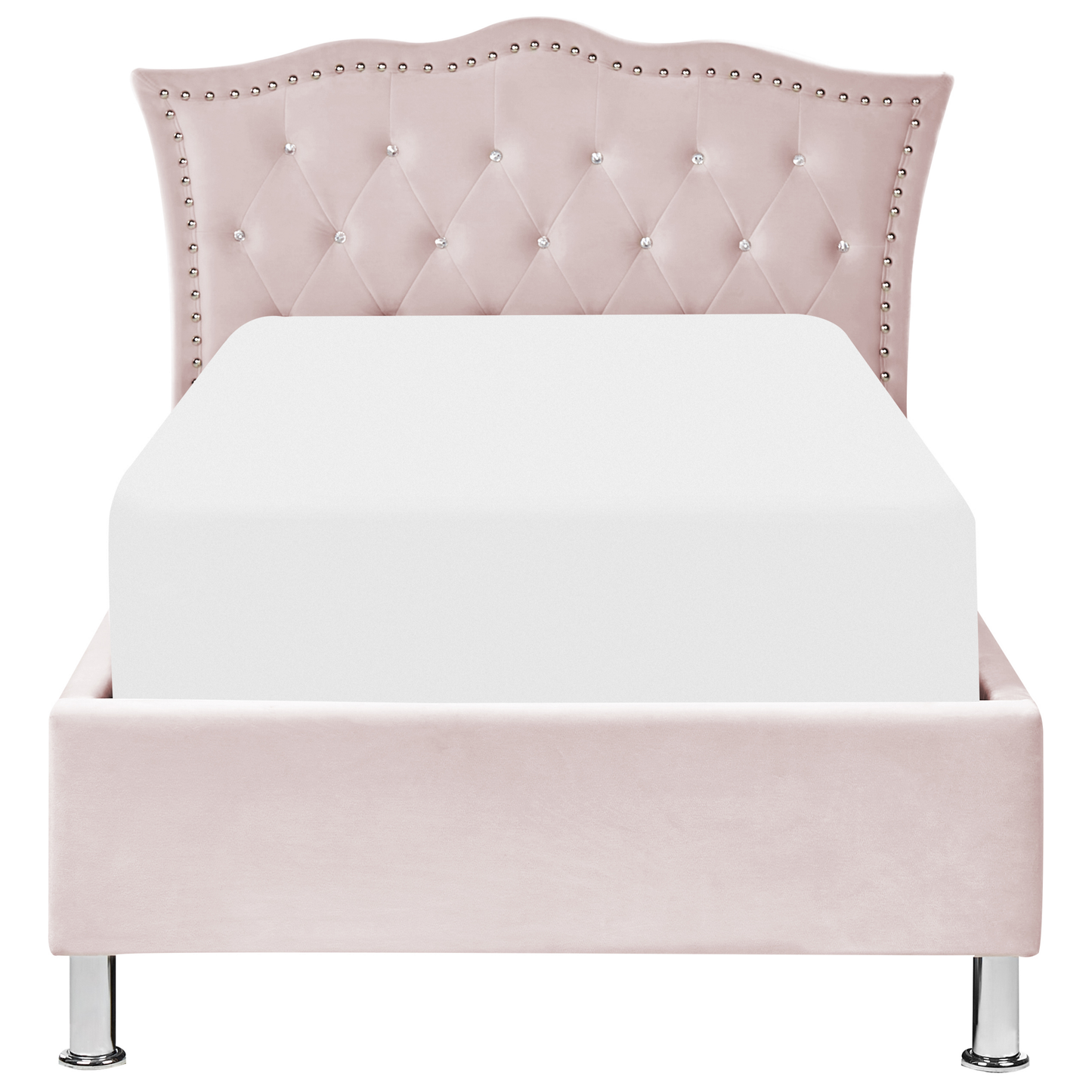 Bett mit Stauraum Samtstoff METZ 90 x 200 cm Pastellrosa
