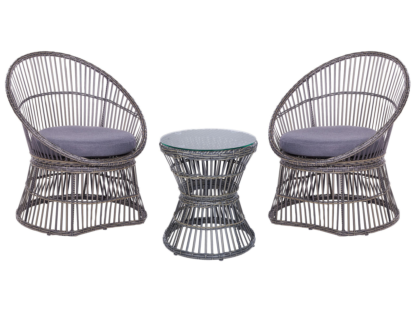 Bistro Set inkl. Kissen MESYNA Polyrattan Taupe