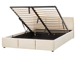 Bett mit Stauraum Samtstoff BOUSSE 160 x 200 cm Hellbeige