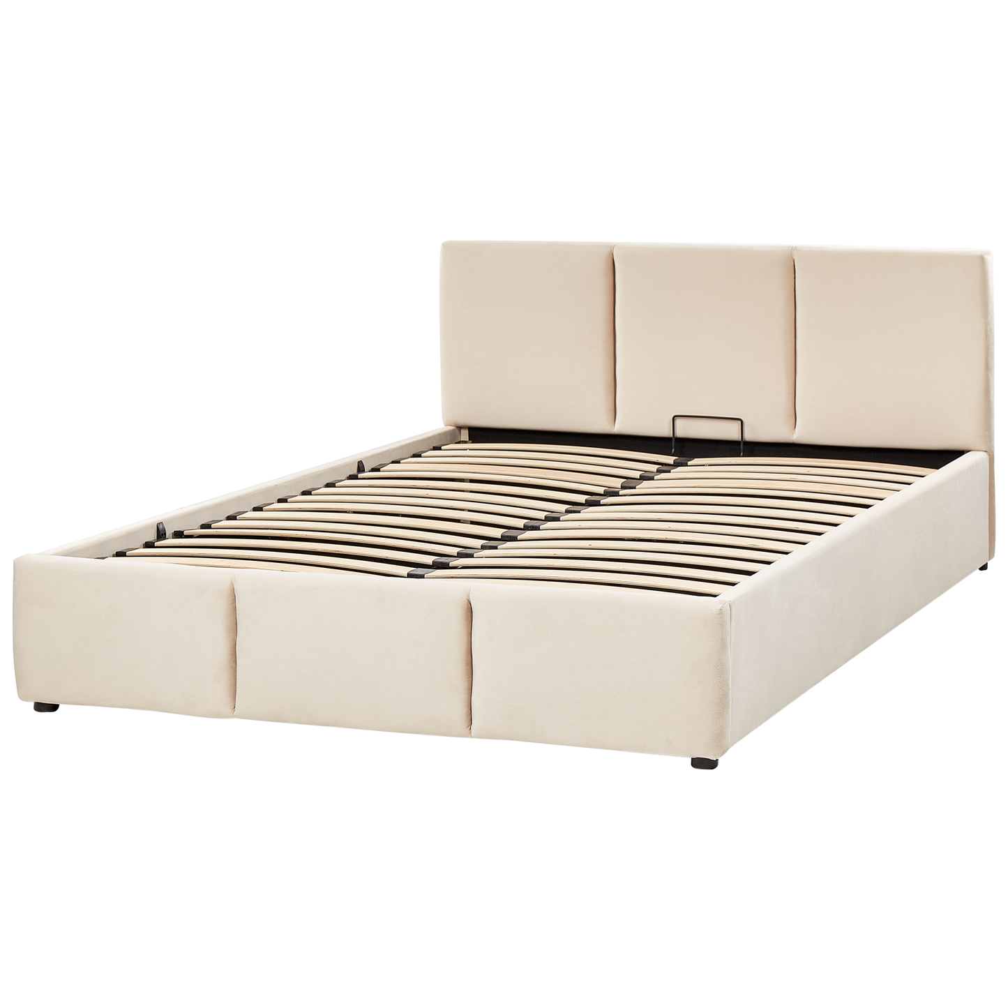 Bett mit Stauraum Samtstoff BOUSSE 160 x 200 cm Hellbeige
