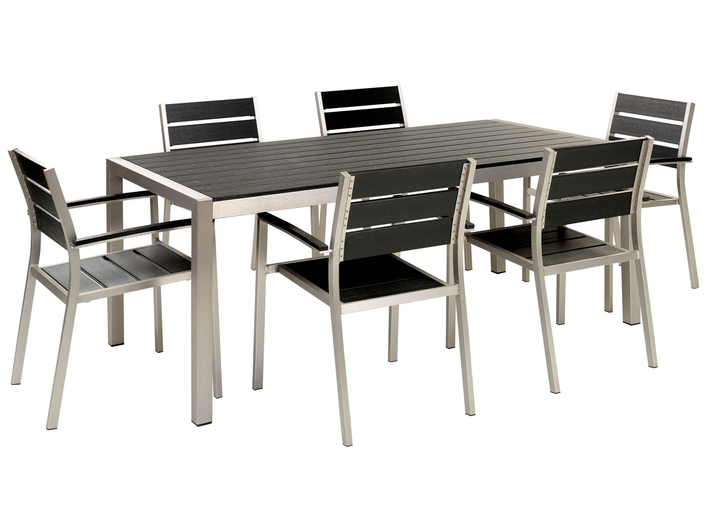 Gartenmöbel Set 6-Sitzer VERNIO Schwarz / Silber