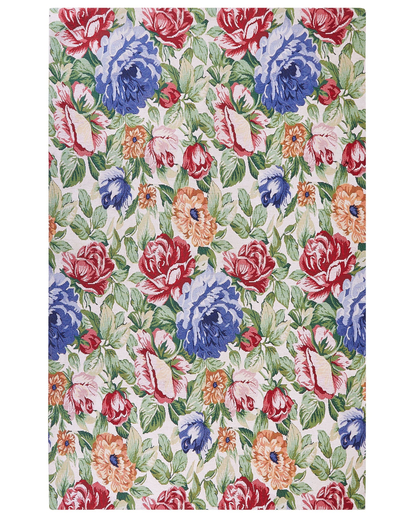 Teppich Baumwolle mehrfarbig 140 x 200 cm Blumenmuster Kurzflor FARWAN