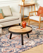 Teppich Baumwolle blau / rot 200 x 300 cm orientalisches Muster Kurzflor KURIN