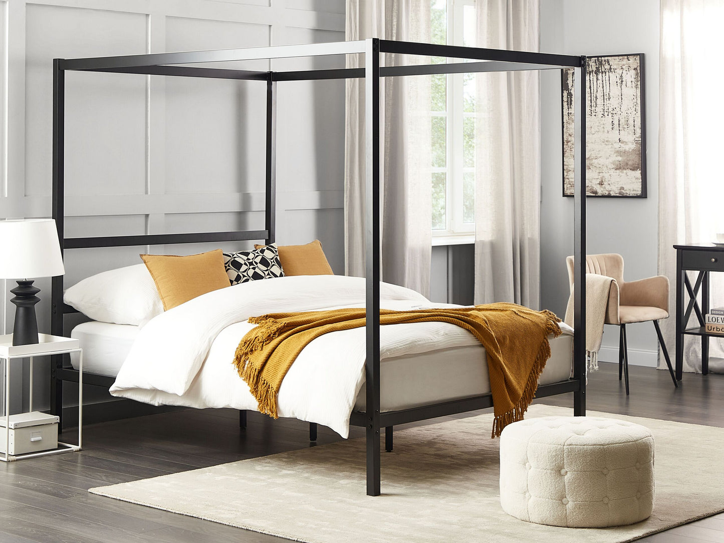 Himmelbett Metall LESTARDS 140 x 200 cm Schwarz