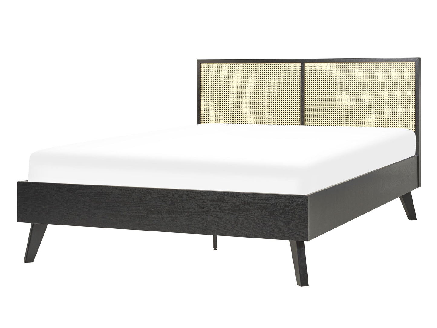 Bett mit Lattenrost Rattan MONPAZIER 140 x 200 cm Schwarz