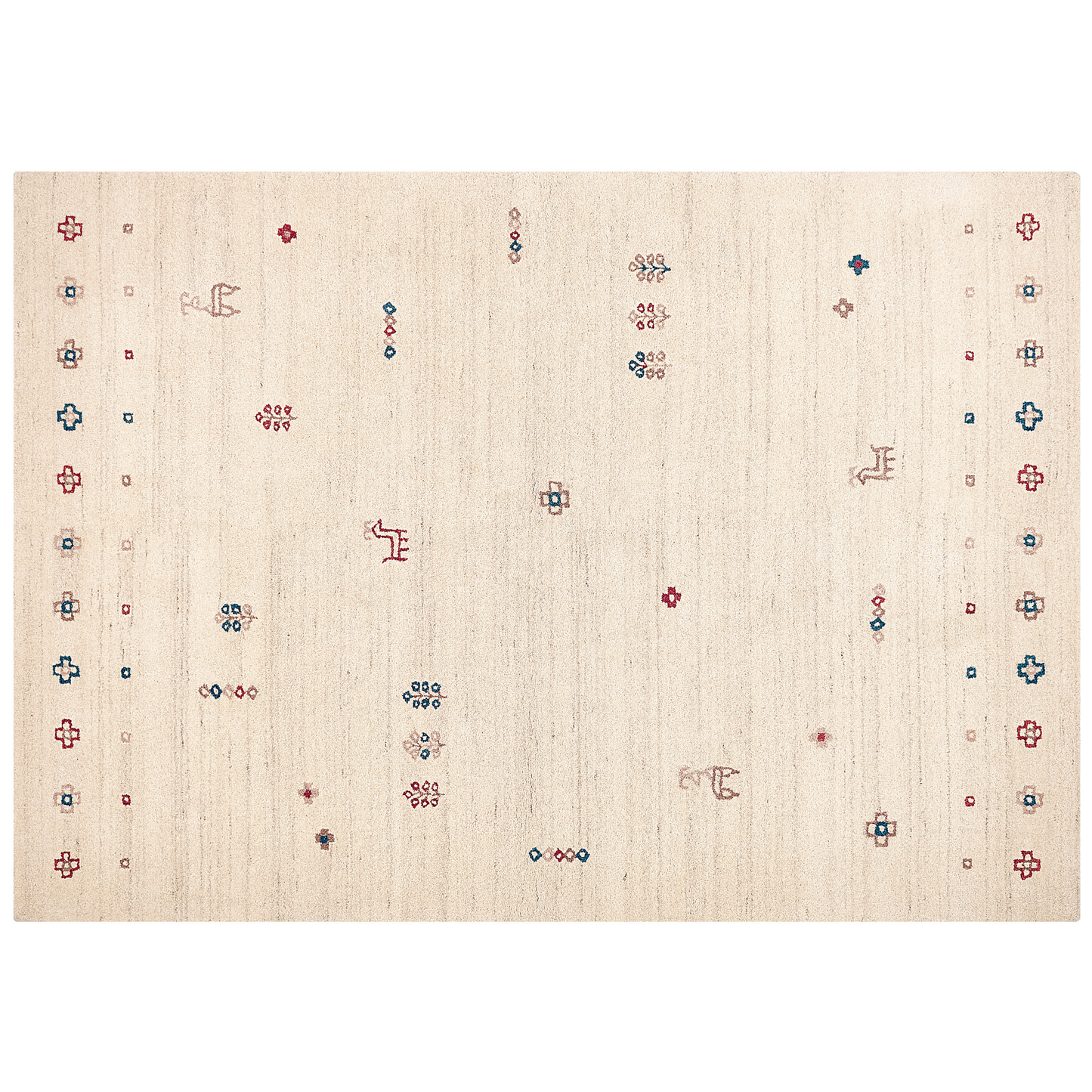 Gabbeh Teppich Wolle beige 200 x 300 cm Blumenmuster Hochflor SULUCA