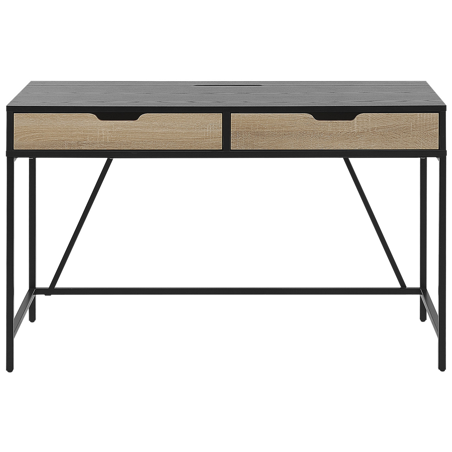 Schreibtisch schwarz / heller Holzfarbton 120 x 60 cm 2 Schubladen JENA