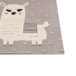 Kinderteppich Baumwolle braun 80 x 150 cm Lama-Motiv LUBUK