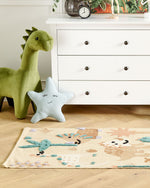 Kinderteppich mehrfarbig aus Baumwolle Tiermuster 80 x 150 cm STABAT