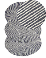 Teppich Wolle weiss / graphitgrau 140 x 200 cm Streifenmuster Kurzflor ZABOL