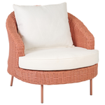 Gartensessel mit Ottomane ARCILLE Polyrattan Pfirsichrosa