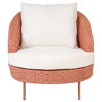Gartensessel mit Ottomane ARCILLE Polyrattan Pfirsichrosa