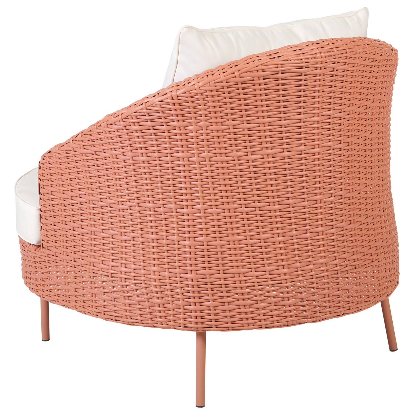 Gartensessel mit Ottomane ARCILLE Polyrattan Pfirsichrosa