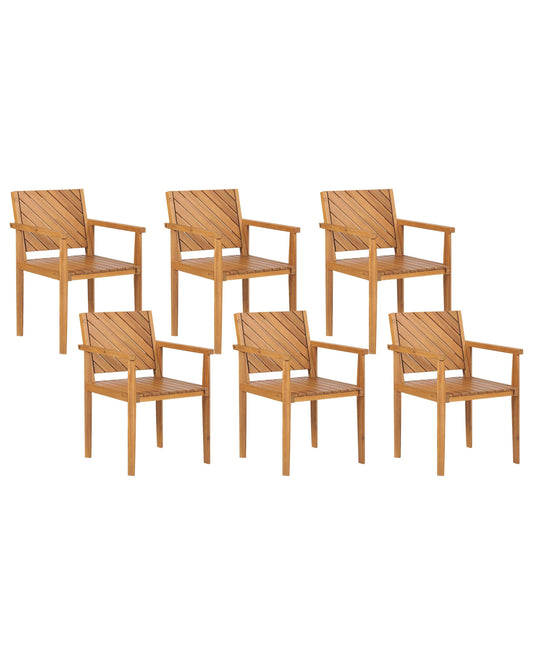 Gartenstuhl 6er Set BARATTI Akazienholz Braun