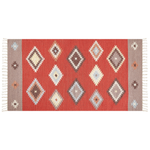 Kelim Teppich Baumwolle mehrfarbig 80 x 150 cm geometrisches Muster Kurzflor LORUT