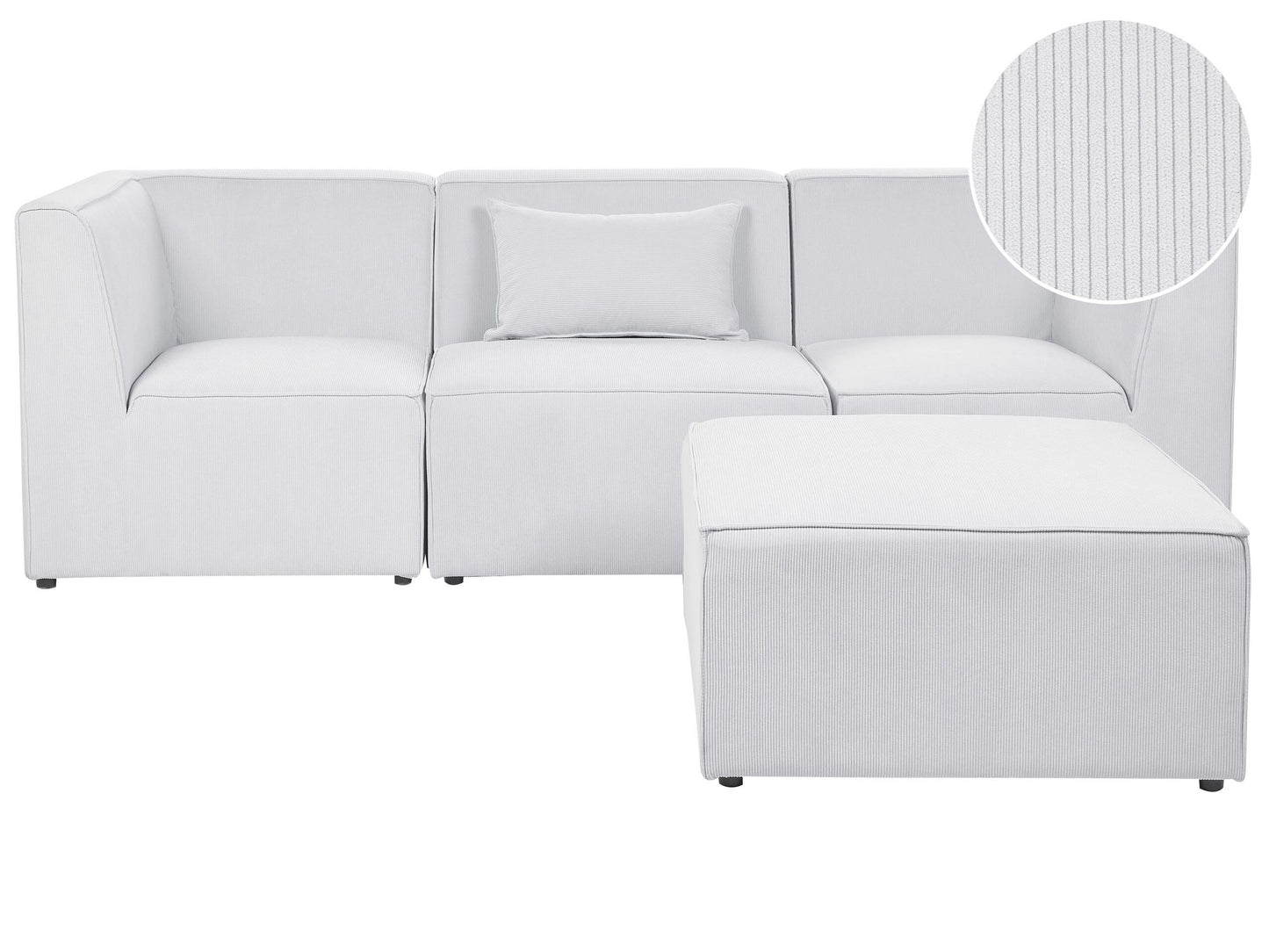 3-Sitzer Sofa Cord cremeweiss mit Ottomane LEMVIG