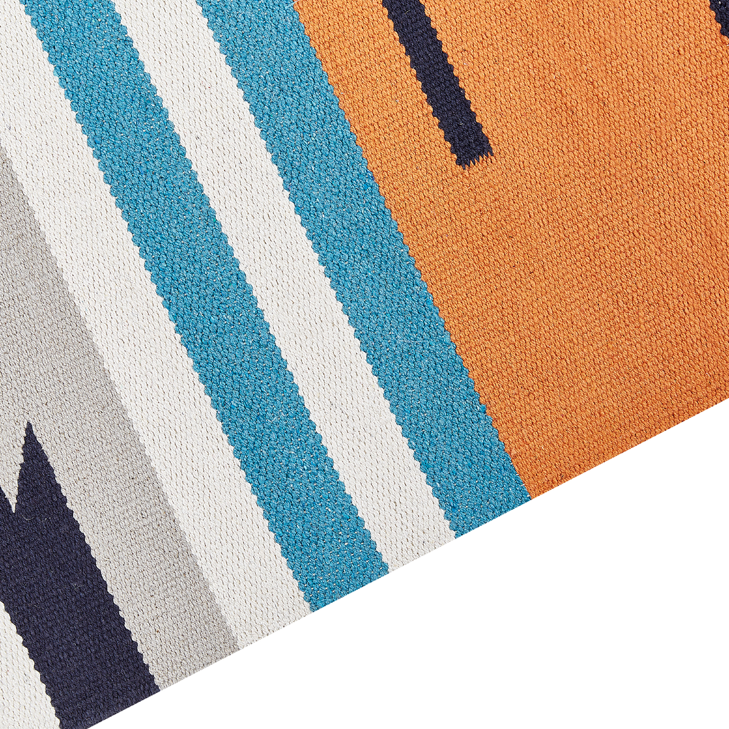 Kelim Teppich Baumwolle mehrfarbig 80 x 150 cm geometrisches Muster Kurzflor NORATUS