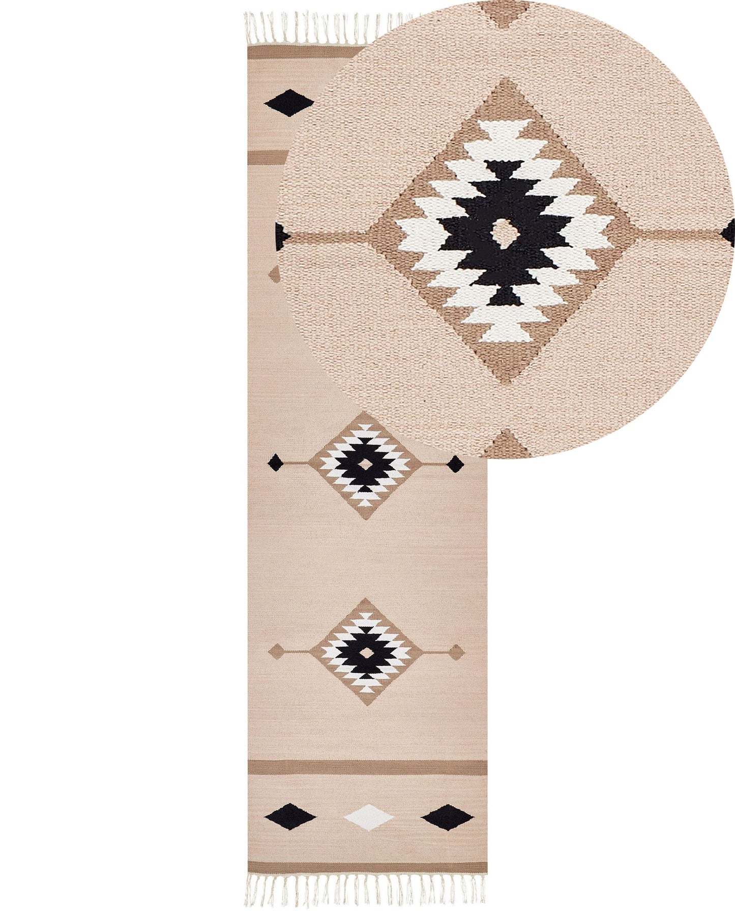 Kelim Teppich Baumwolle mehrfarbig 80 x 300 cm geometrisches Muster Kurzflor BERDIK