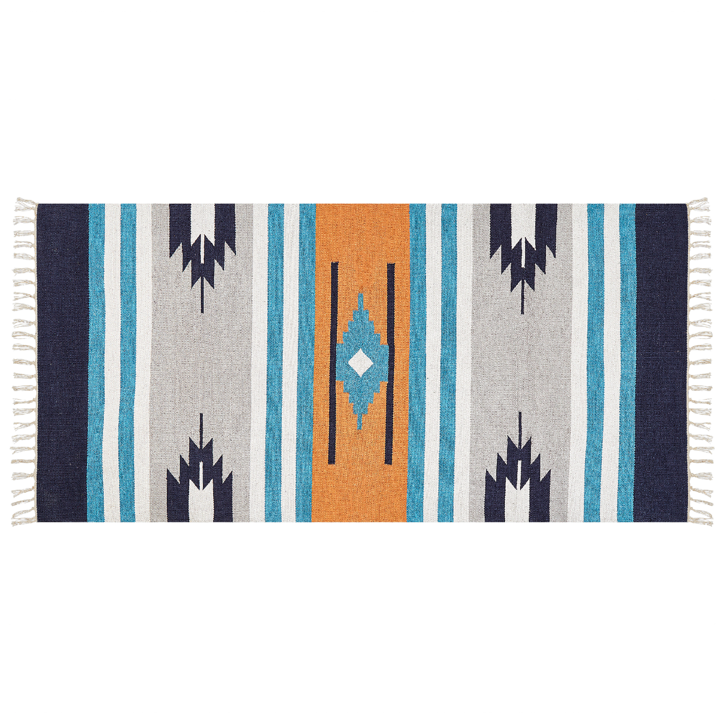 Kelim Teppich Baumwolle mehrfarbig 80 x 150 cm geometrisches Muster Kurzflor NORATUS