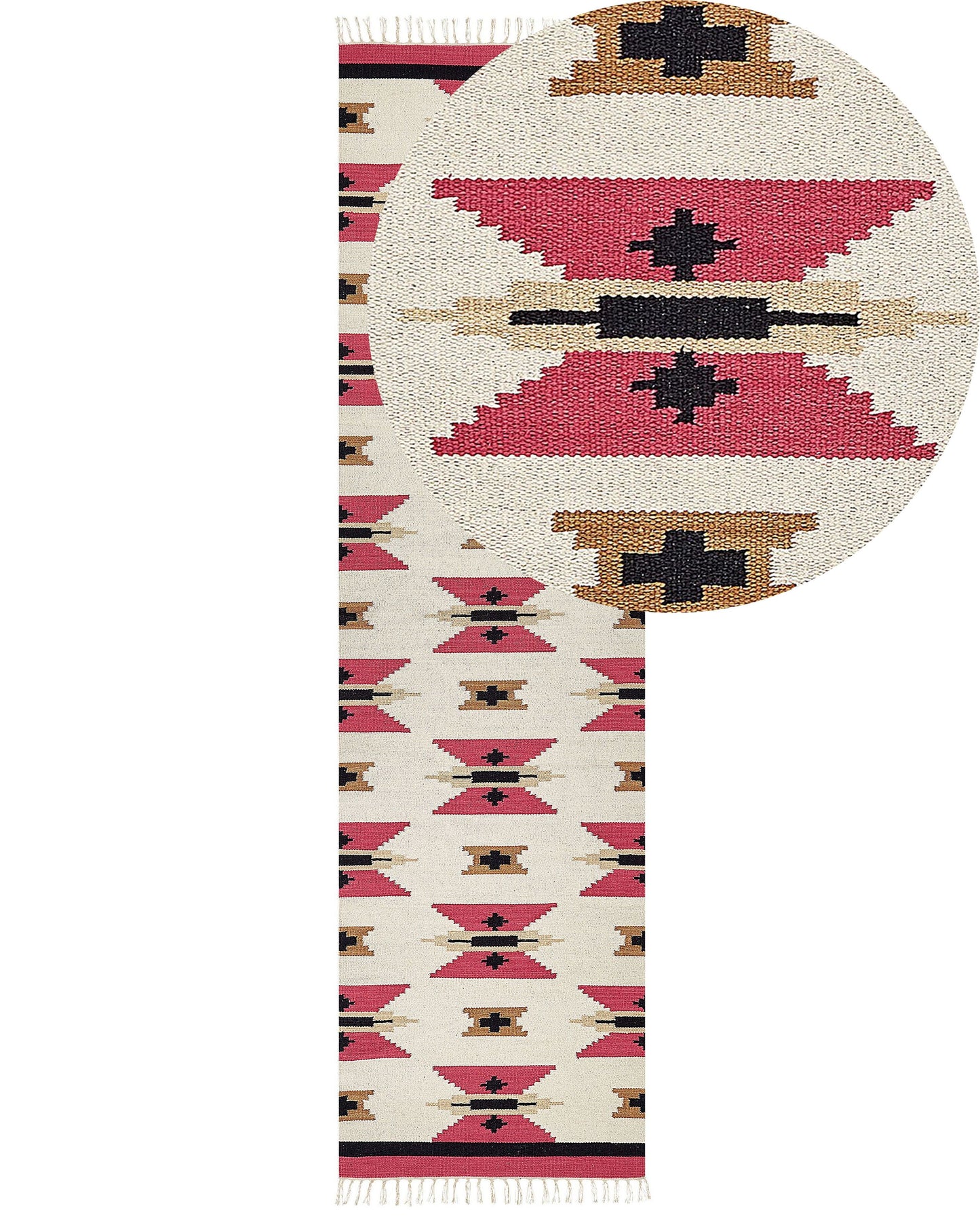 Kelim Teppich Baumwolle mehrfarbig 80 x 300 cm geometrisches Muster Kurzflor GARNI