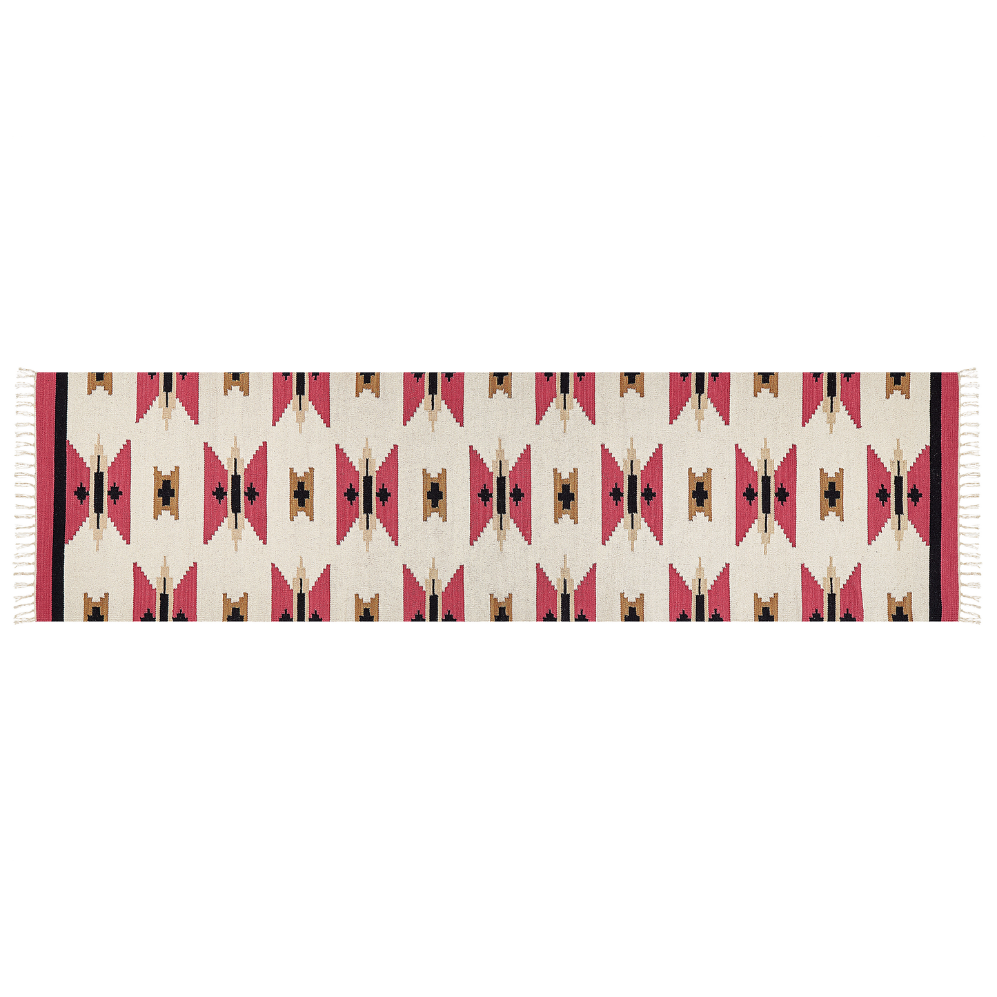 Kelim Teppich Baumwolle mehrfarbig 80 x 300 cm geometrisches Muster Kurzflor GARNI