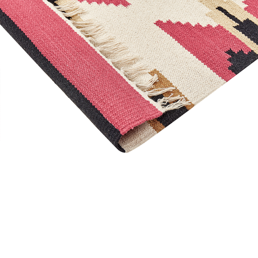 Kelim Teppich Baumwolle mehrfarbig 160 x 230 cm geometrisches Muster Kurzflor GARNI