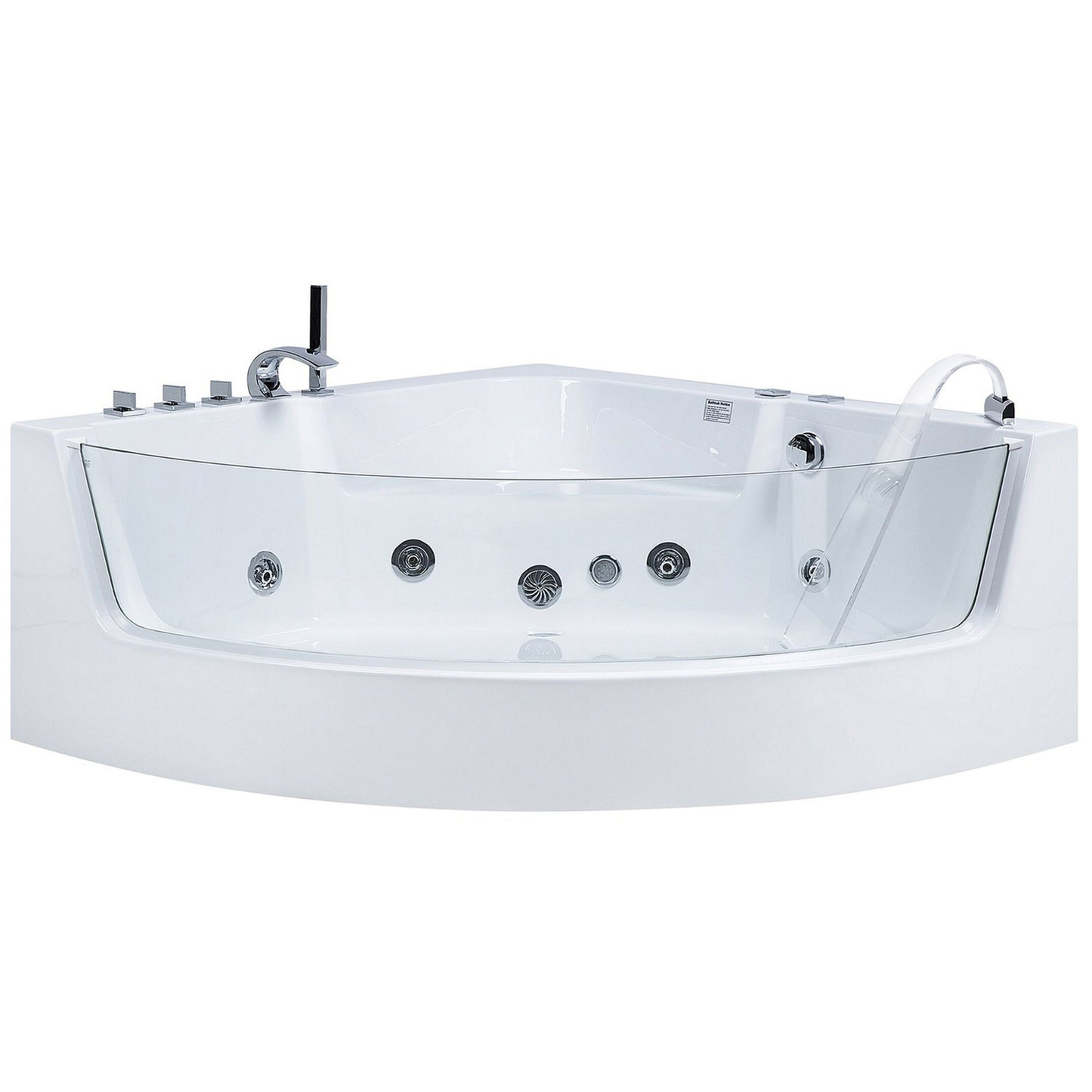 Whirlpool Badewanne weiss Eckmodell mit LED 190 x 135 cm MARINA