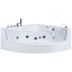 Whirlpool Badewanne weiss Eckmodell mit LED 190 x 135 cm MARINA