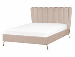 Bett mit Lattenrost Samtstoff MIRIBEL 140 x 200 cm Taupe