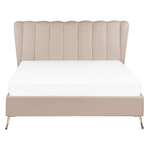Bett mit Lattenrost Samtstoff MIRIBEL 140 x 200 cm Taupe