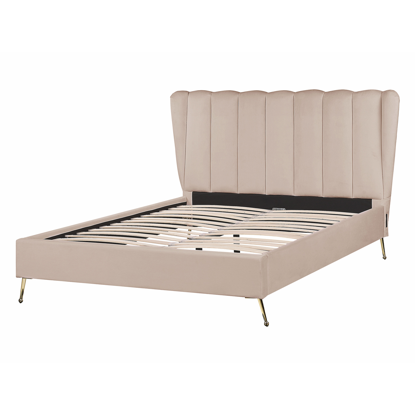 Bett mit Lattenrost Samtstoff MIRIBEL 140 x 200 cm Taupe