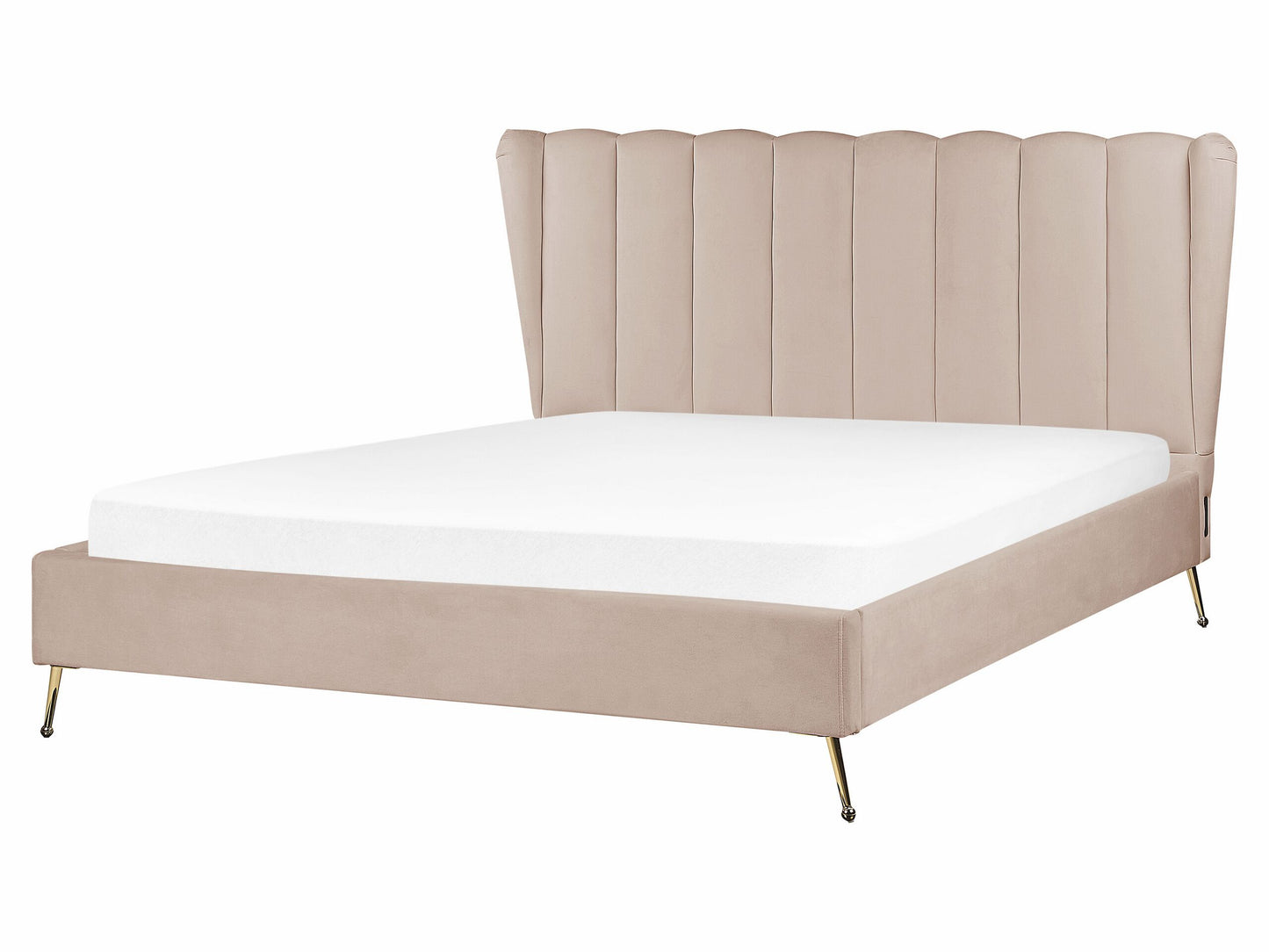 Bett mit Lattenrost Samtstoff MIRIBEL 160 x 200 cm Taupe