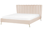 Bett mit Lattenrost Samtstoff MIRIBEL 180 x 200 cm Beige
